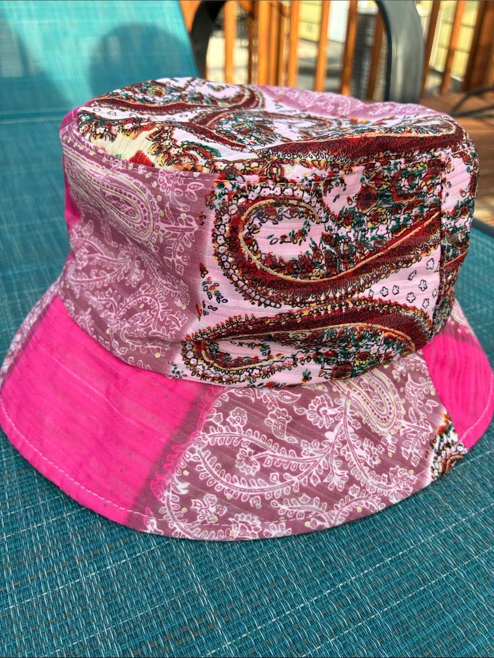 l.e.i. Pink Paisley Patchwork Bucket Hat